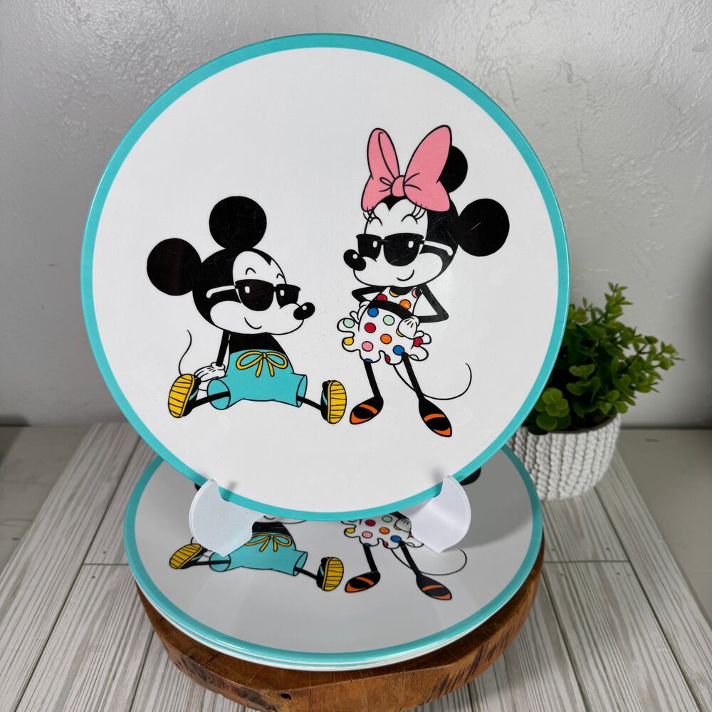 Vintage Disney Mickey Mouse and Minnie Mouse 10.5" Melamine Plates BPA Free